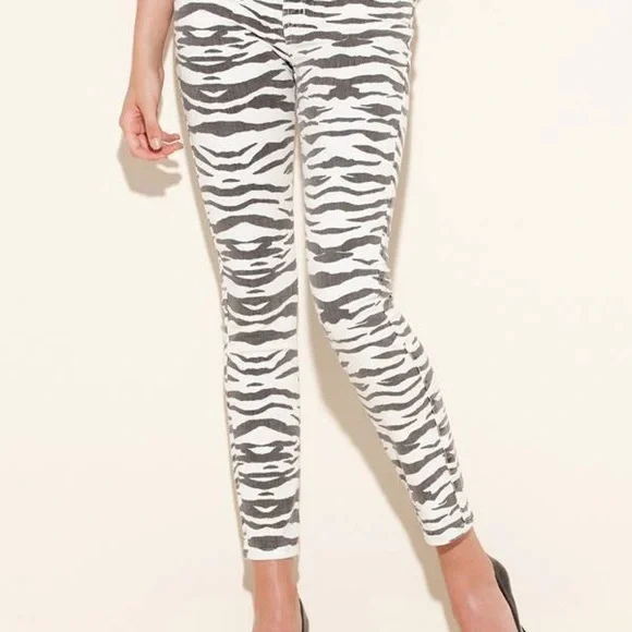 GUESS Brittney Skinny Ankle Jeans Zebra grey and white size 25 - Picture 1 of 10